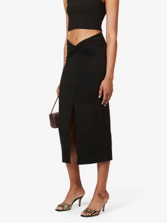 Reformation Dresses & Skirts - Reformation Black Rylan Twist-Waist Midi Skirt, Small